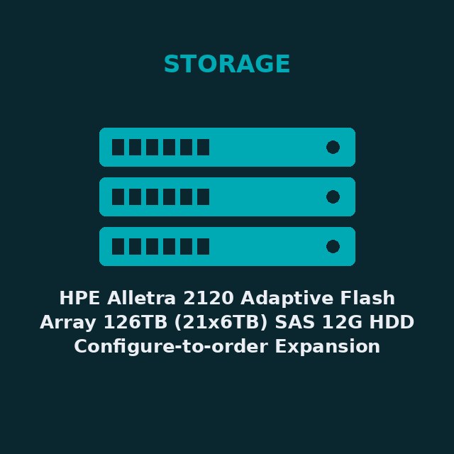 [HPE-R6F57A-KIT] HPE Alletra 2120 Adaptive Flash Array 126TB (21x6TB) SAS 12G HDD Configure-to-order Expansion Shelf(R6F57A)