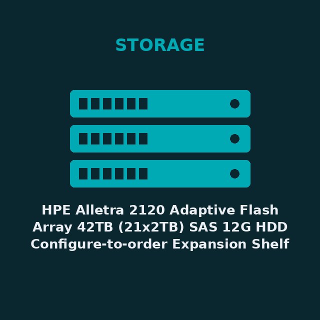 [HPE-R6F55A-KIT] HPE Alletra 2120 Adaptive Flash Array 42TB (21x2TB) SAS 12G HDD Configure-to-order Expansion Shelf (R6F55A)